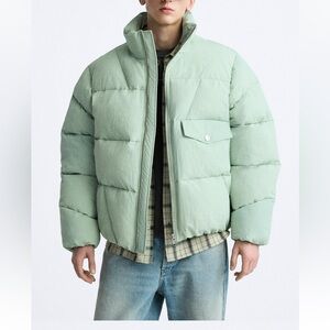 ZARA puffer jacket in greenish color